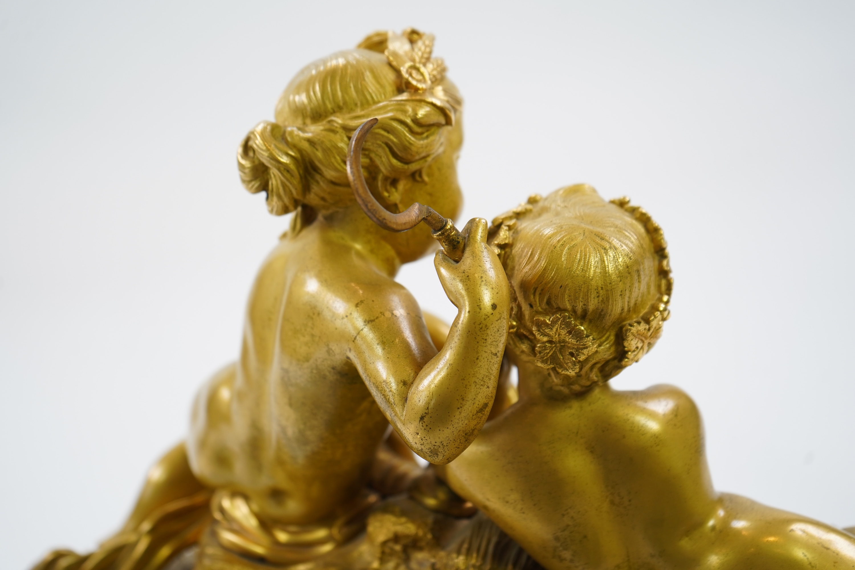 A late 19th century French gilt bronze figural mantel clock